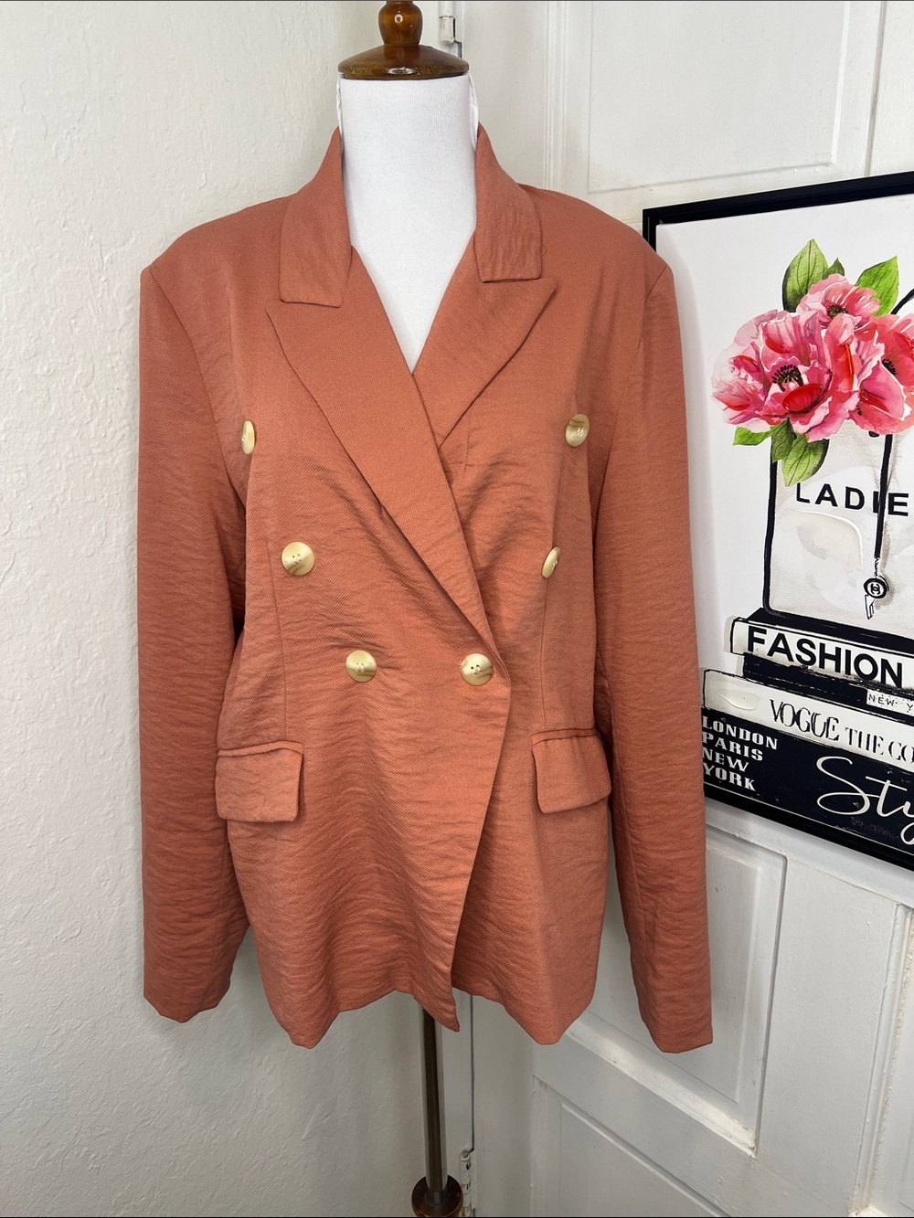 Bishop + Young Light Orange Blazer Size L